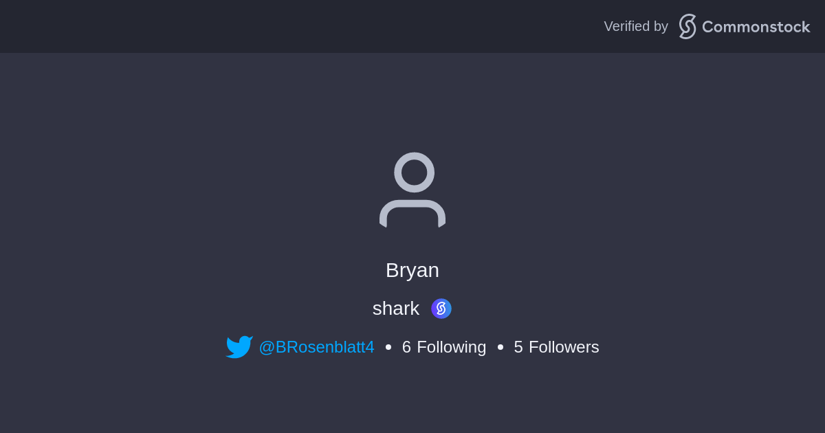 Bryan's Profile | Commonstock